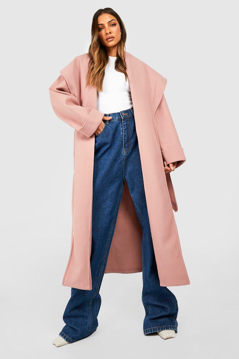 Wool Look Oversized Wide Collar Coat | boohoo